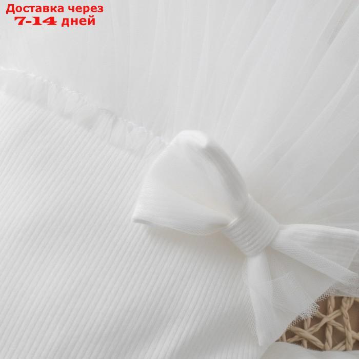 Платье-боди с повязкой на голову детское, рост 62-68 см, цвет молочный - фото 5 - id-p227017265