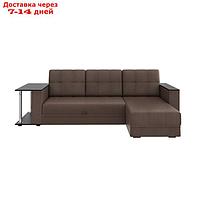 Угловой диван "Атлант" со столиком ЛДСП, экокожа коричневый