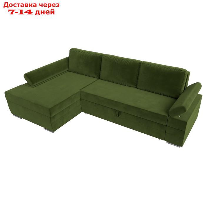Угловой диван "Канкун", механизм дельфин, микровельвет, угол левый, цвет зелёный - фото 5 - id-p227055799