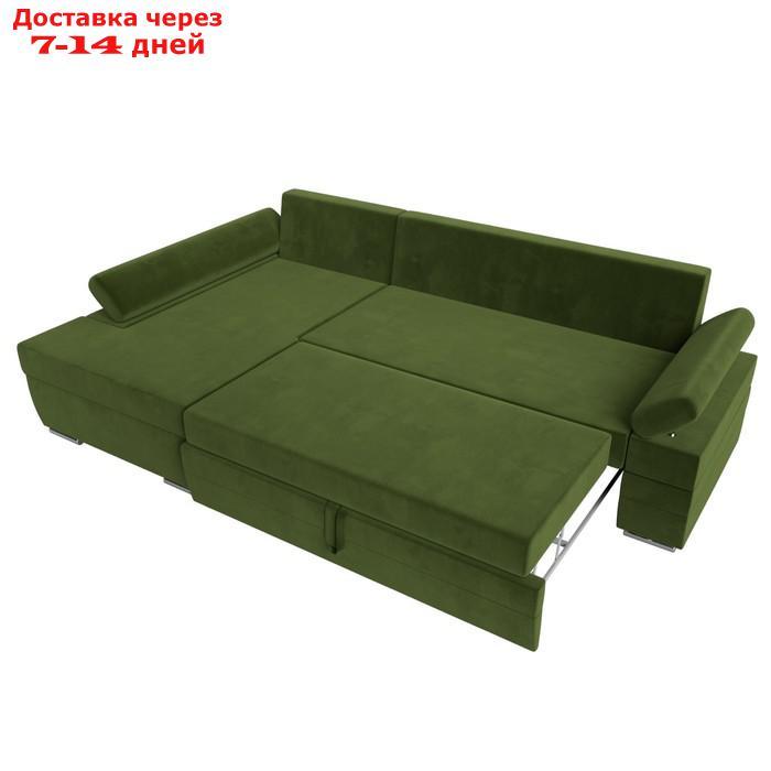 Угловой диван "Канкун", механизм дельфин, микровельвет, угол левый, цвет зелёный - фото 8 - id-p227055799