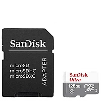 Карта памяти SanDisk Ultra microSDXC 128Gb UHS-I U1 Class10 + SD Adapter