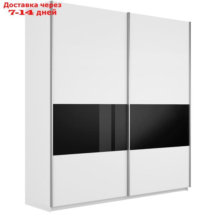 Шкаф-купе "Прайм", 1600×570×2300 мм, 3 секции ДСП / стекло чёрное, цвет белый снег - фото 1 - id-p227058929