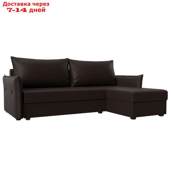 Угловой диван "Лига 004", механизм еврокнижка, правый угол, экокожа, цвет коричневый - фото 1 - id-p227032661