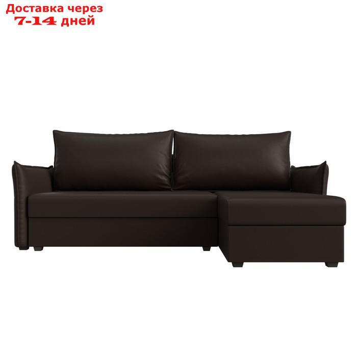 Угловой диван "Лига 004", механизм еврокнижка, правый угол, экокожа, цвет коричневый - фото 3 - id-p227032661