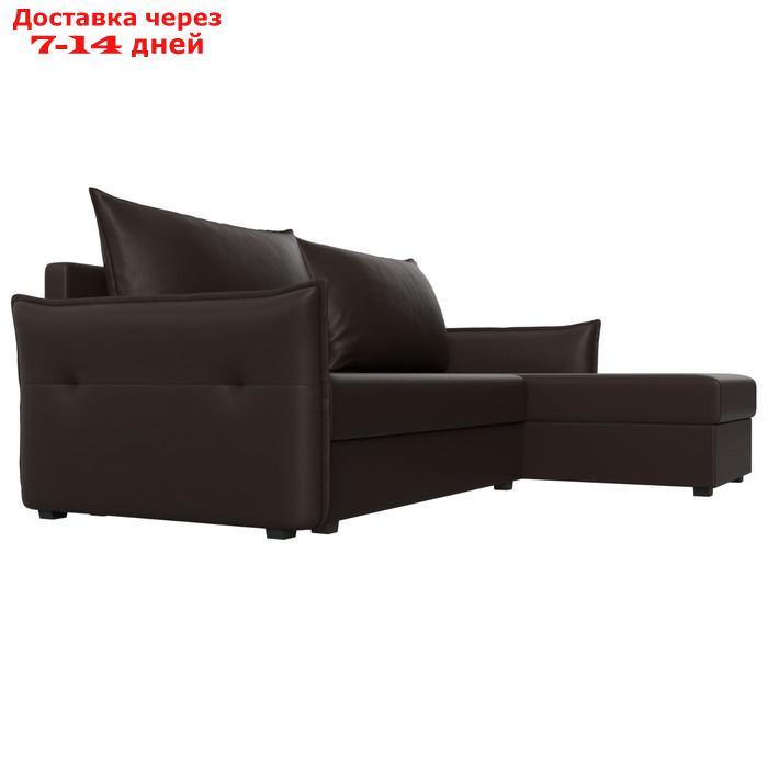 Угловой диван "Лига 004", механизм еврокнижка, правый угол, экокожа, цвет коричневый - фото 4 - id-p227032661