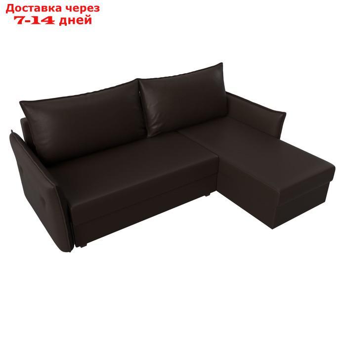 Угловой диван "Лига 004", механизм еврокнижка, правый угол, экокожа, цвет коричневый - фото 6 - id-p227032661