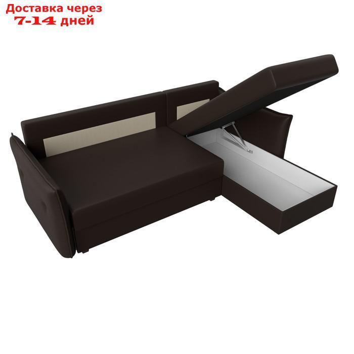Угловой диван "Лига 004", механизм еврокнижка, правый угол, экокожа, цвет коричневый - фото 8 - id-p227032661