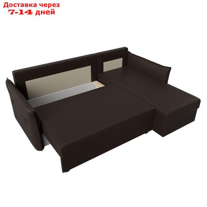 Угловой диван "Лига 004", механизм еврокнижка, правый угол, экокожа, цвет коричневый - фото 9 - id-p227032661