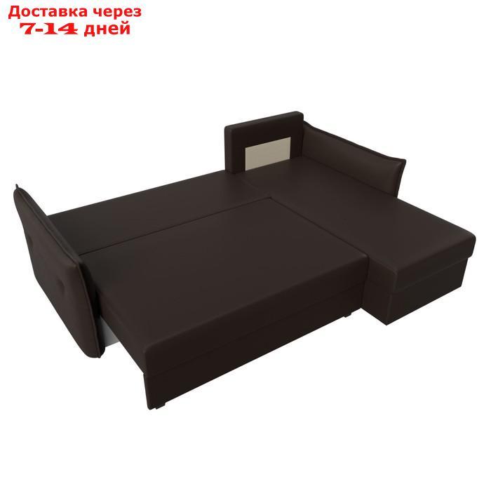 Угловой диван "Лига 004", механизм еврокнижка, правый угол, экокожа, цвет коричневый - фото 10 - id-p227032661