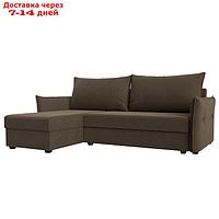 Угловой диван "Лига 004", механизм еврокнижка, левый угол, рогожка, цвет коричневый