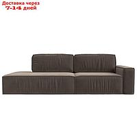 Прямой диван "Прага модерн", еврокнижка, подлокотник справа, велюр, цвет коричневый