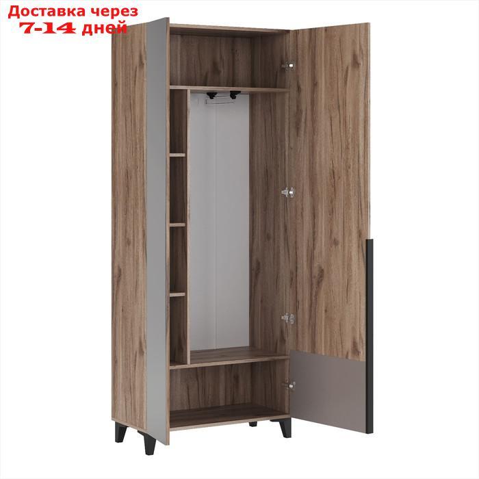 Шкаф двухдверный "Кенди №9", 800×405×2010 мм, с зеркалом, дуб альпийский/ясень грей софт - фото 2 - id-p227045175