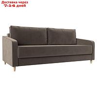 Прямой диван "Варшава", механизм пантограф, велюр, цвет коричневый