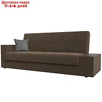 Прямой диван "Лига 020", механизм книжка, стол справа, рогожка, цвет коричневый / серый
