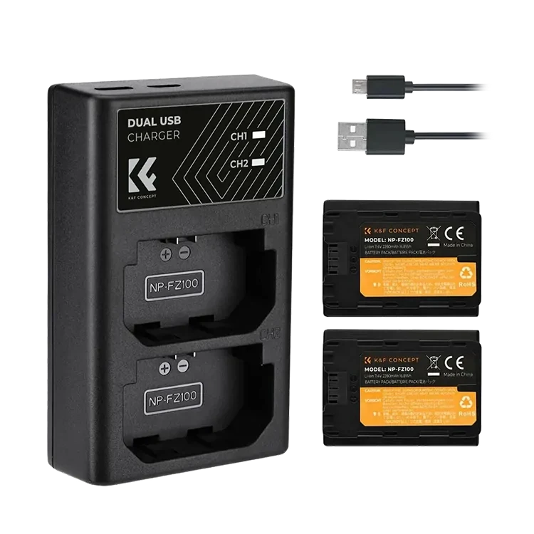 2 аккумулятора NP-FZ100 + зарядное устройство K&F Concept KF28.0016 - фото 2 - id-p226743558