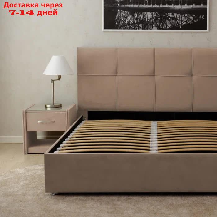 Кровать "Пантеон" с ПМ, 190×210 см, ЭКО деревянный каркас, 1 ящик, велюр, california 102 - фото 2 - id-p227013794