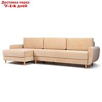 Угловой диван "Неаполь", механизм еврокнижка, левый угол, велюр, цвет бежевый