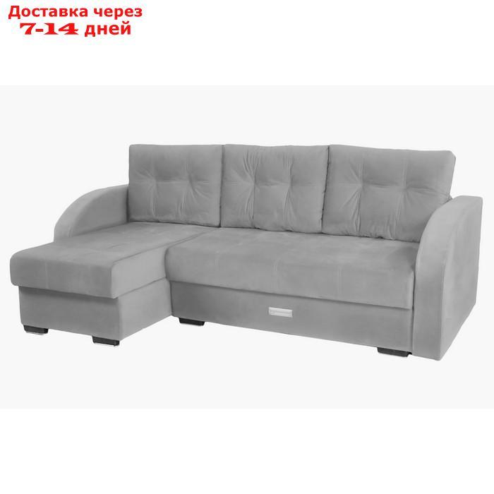 Угловой диван "Милан", еврокнижка, блок независимых пружин, левый угол, велюр, серый - фото 2 - id-p227011087