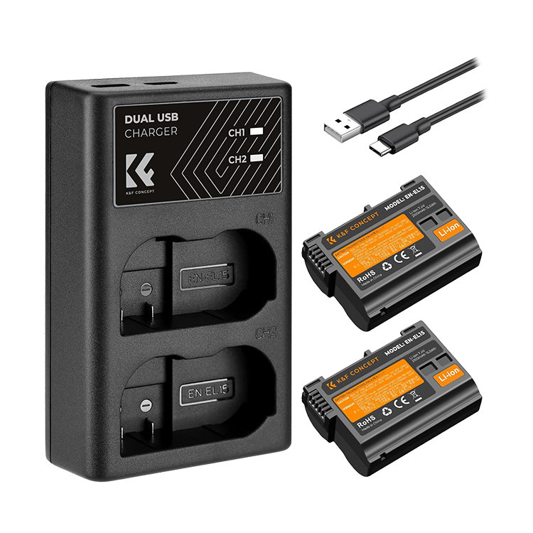 2 аккумулятора EN-EL15 + зарядное устройство K&F Concept KF28.0012 - фото 2 - id-p226743562