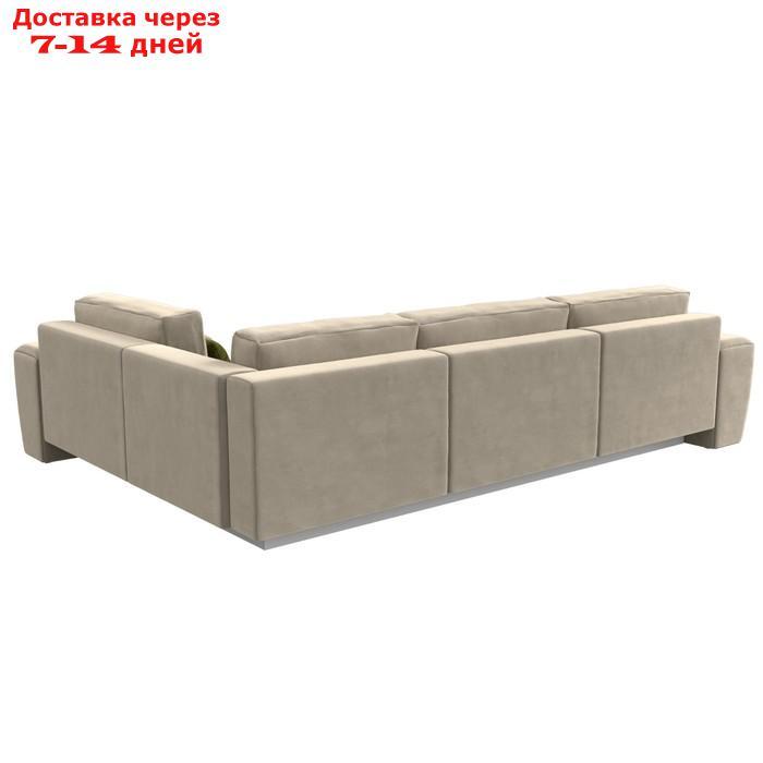 Угловой диван "Лига 008 Long", еврокнижка, правый угол, микровельвет, бежевый / зелёный - фото 6 - id-p227032706