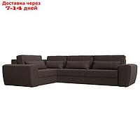Угловой диван "Лига 008 Long", механизм еврокнижка, левый угол, рогожка, цвет коричневый