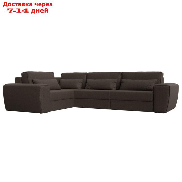 Угловой диван "Лига 008 Long", механизм еврокнижка, левый угол, рогожка, цвет коричневый - фото 1 - id-p227032707