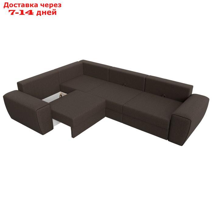 Угловой диван "Лига 008 Long", механизм еврокнижка, левый угол, рогожка, цвет коричневый - фото 2 - id-p227032707