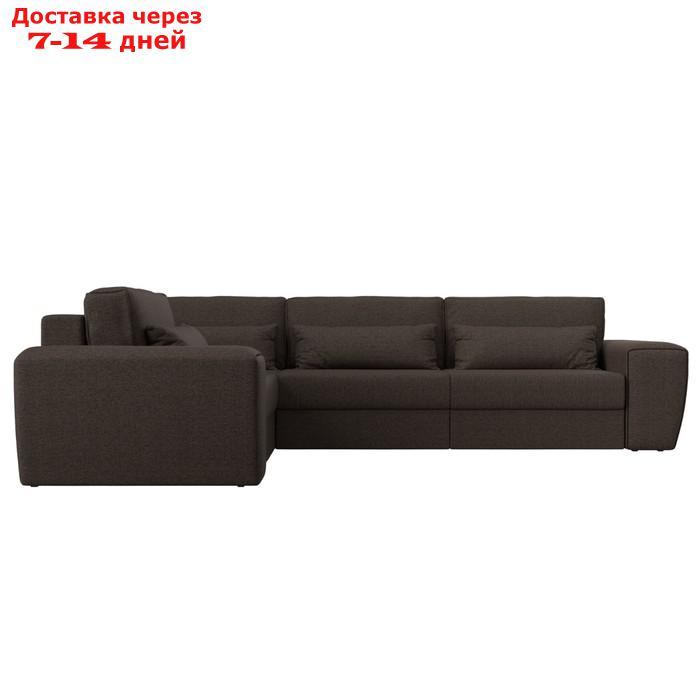 Угловой диван "Лига 008 Long", механизм еврокнижка, левый угол, рогожка, цвет коричневый - фото 3 - id-p227032707