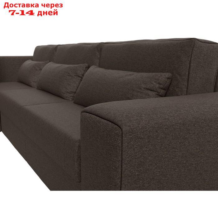 Угловой диван "Лига 008 Long", механизм еврокнижка, левый угол, рогожка, цвет коричневый - фото 4 - id-p227032707