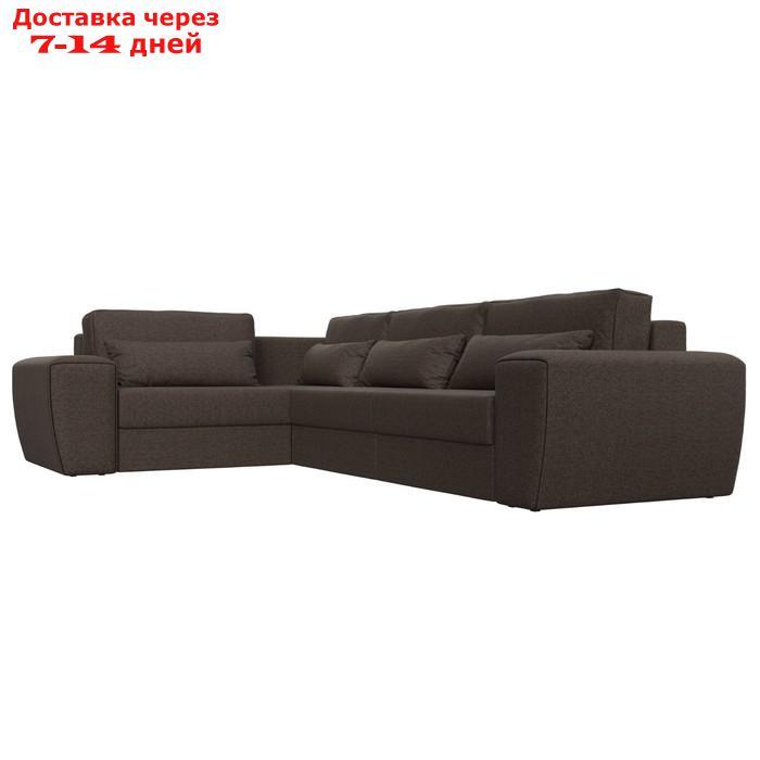 Угловой диван "Лига 008 Long", механизм еврокнижка, левый угол, рогожка, цвет коричневый - фото 5 - id-p227032707