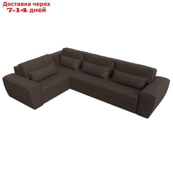 Угловой диван "Лига 008 Long", механизм еврокнижка, левый угол, рогожка, цвет коричневый - фото 7 - id-p227032707