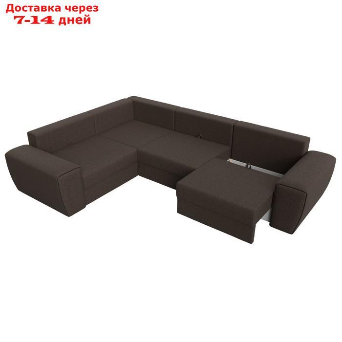 Угловой диван "Лига 008 Long", механизм еврокнижка, левый угол, рогожка, цвет коричневый - фото 8 - id-p227032707