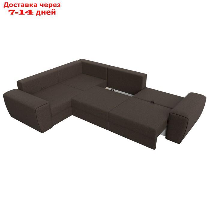 Угловой диван "Лига 008 Long", механизм еврокнижка, левый угол, рогожка, цвет коричневый - фото 9 - id-p227032707
