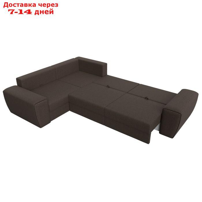 Угловой диван "Лига 008 Long", механизм еврокнижка, левый угол, рогожка, цвет коричневый - фото 10 - id-p227032707