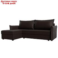 Угловой диван "Лига 004", механизм еврокнижка, левый угол, экокожа, цвет коричневый