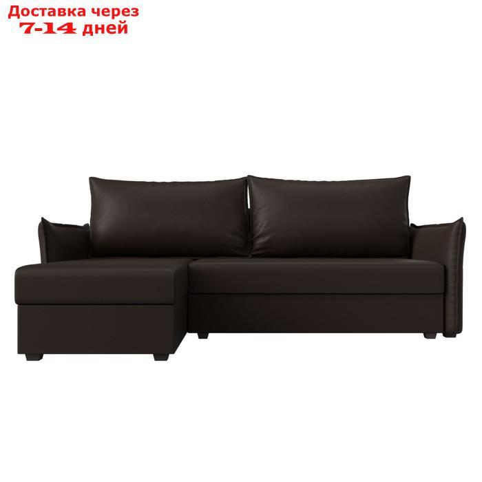 Угловой диван "Лига 004", механизм еврокнижка, левый угол, экокожа, цвет коричневый - фото 3 - id-p227032711