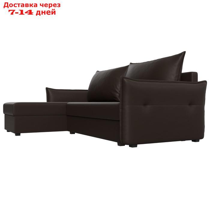 Угловой диван "Лига 004", механизм еврокнижка, левый угол, экокожа, цвет коричневый - фото 4 - id-p227032711
