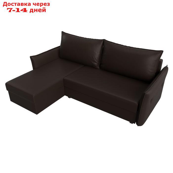 Угловой диван "Лига 004", механизм еврокнижка, левый угол, экокожа, цвет коричневый - фото 6 - id-p227032711