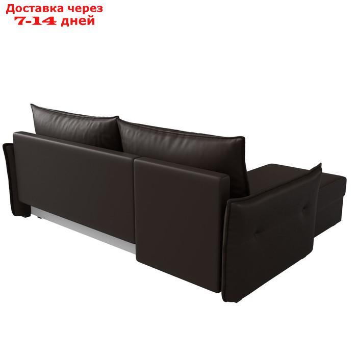 Угловой диван "Лига 004", механизм еврокнижка, левый угол, экокожа, цвет коричневый - фото 7 - id-p227032711