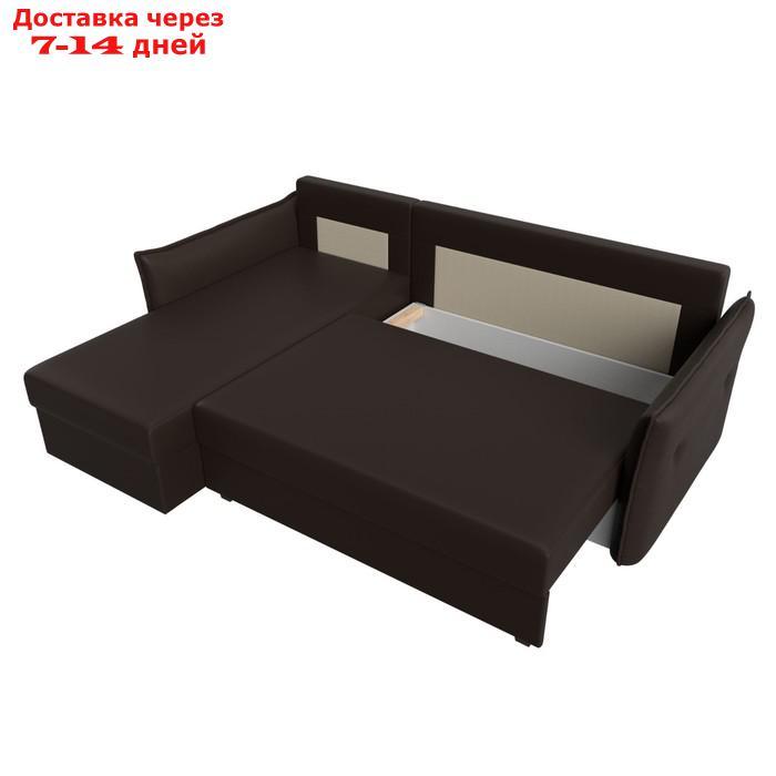 Угловой диван "Лига 004", механизм еврокнижка, левый угол, экокожа, цвет коричневый - фото 8 - id-p227032711