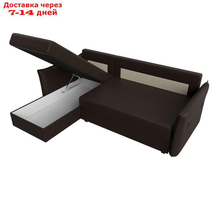 Угловой диван "Лига 004", механизм еврокнижка, левый угол, экокожа, цвет коричневый - фото 9 - id-p227032711