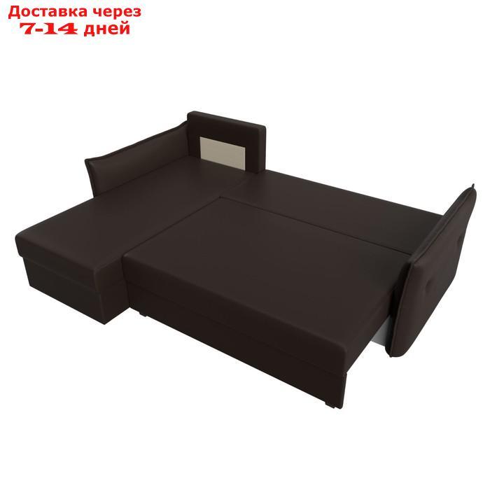 Угловой диван "Лига 004", механизм еврокнижка, левый угол, экокожа, цвет коричневый - фото 10 - id-p227032711