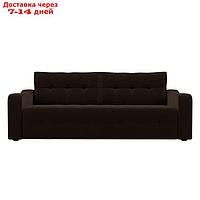 Прямой диван "Лиссабон", механизм еврокнижка, микровельвет, цвет коричневый