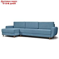 Угловой диван "Неаполь", механизм еврокнижка, левый угол, велюр, цвет синий