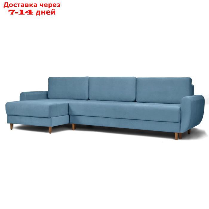 Угловой диван "Неаполь", механизм еврокнижка, левый угол, велюр, цвет синий - фото 1 - id-p227011135