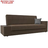 Прямой диван "Лига 020", механизм книжка, стол слева, рогожка, цвет коричневый / серый