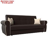 Прямой диван "Лига 019", механизм книжка, экокожа, цвет коричневый / бежевый