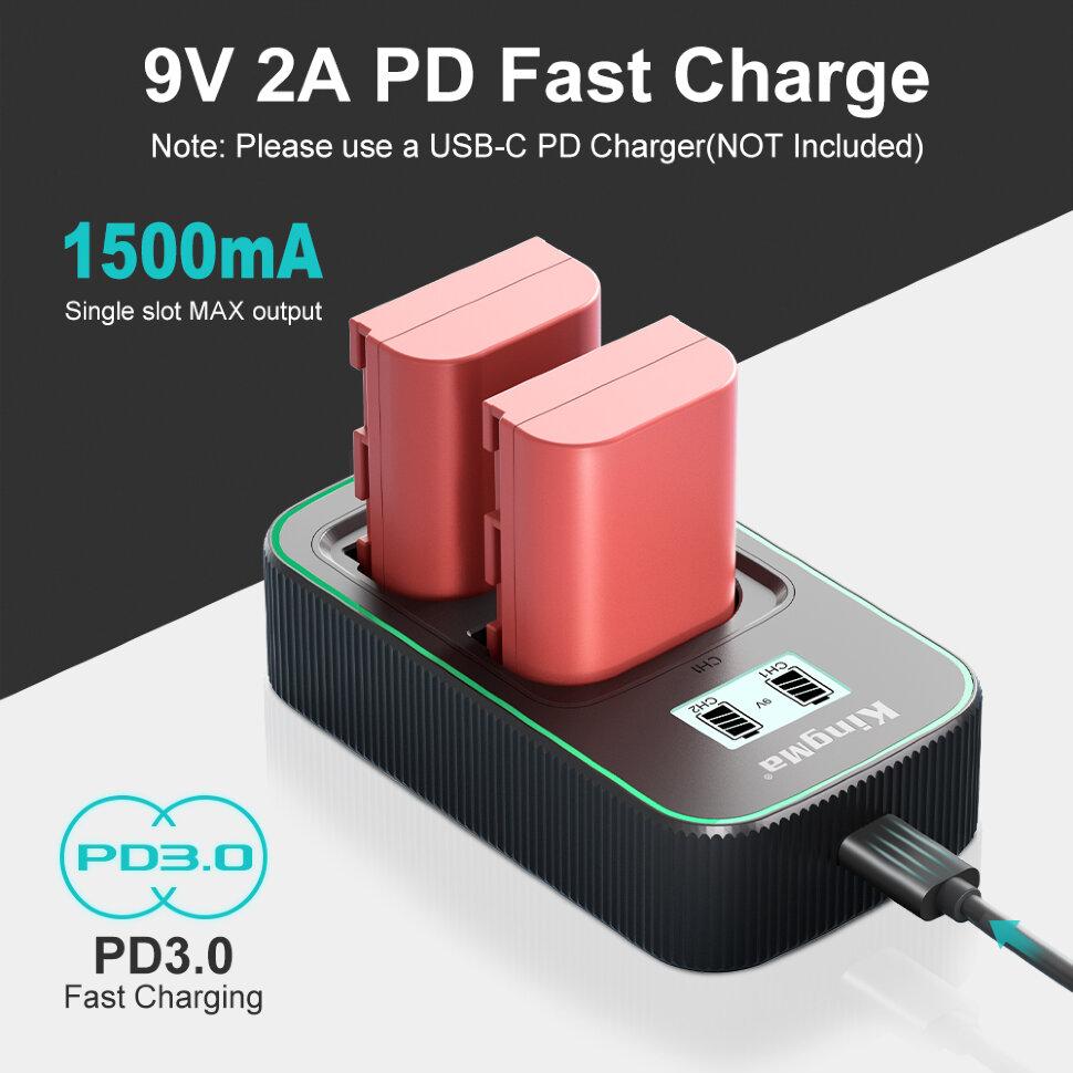 Зарядное устройство Kingma PD3.0 Dual Battery Charger для LP-E6/LP-E6N/LP-E6NH - фото 5 - id-p226743698