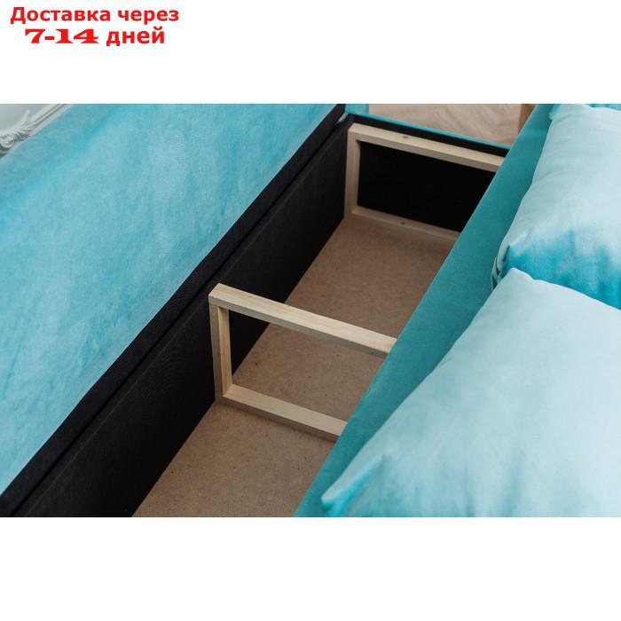 Диван-кровать "Токио", механизм еврокнижка, велюр, цвет бирюзовый - фото 3 - id-p227045256