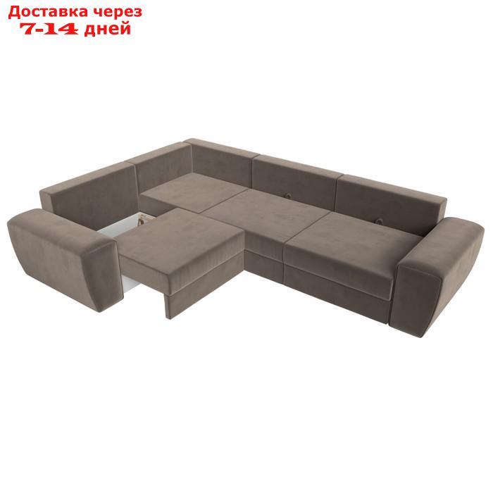 Угловой диван "Лига 008 Long", механизм еврокнижка, левый угол, велюр, цвет коричневый - фото 2 - id-p227032751
